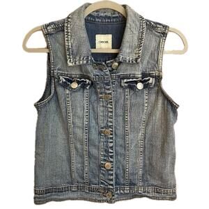 Cherokee Girls Classic Jean Vest Jacket Faded Denim Button Front XL 14 16 Blue